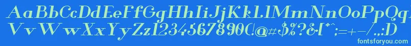 GlamorBoldextendeditalic Font – Green Fonts on Blue Background