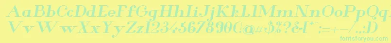 GlamorBoldextendeditalic Font – Green Fonts on Yellow Background
