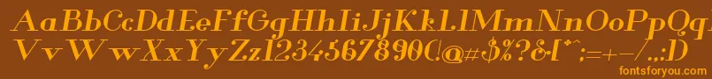 GlamorBoldextendeditalic Font – Orange Fonts on Brown Background