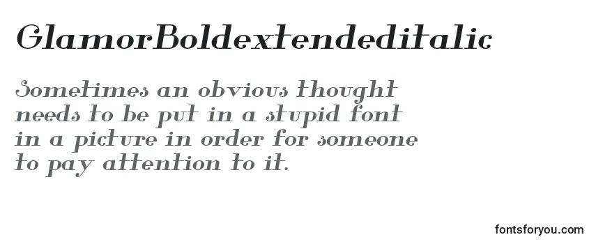 GlamorBoldextendeditalic Font