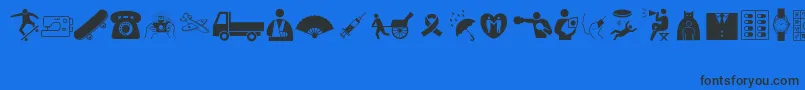 WoodcutterMixedIconsVol1 Font – Black Fonts on Blue Background