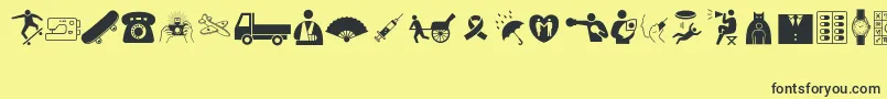 WoodcutterMixedIconsVol1 Font – Black Fonts on Yellow Background