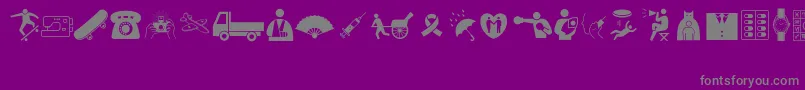 WoodcutterMixedIconsVol1 Font – Gray Fonts on Purple Background