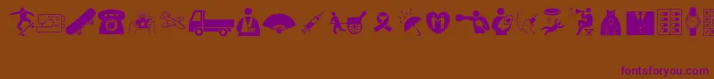 WoodcutterMixedIconsVol1 Font – Purple Fonts on Brown Background