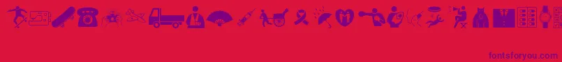 WoodcutterMixedIconsVol1 Font – Purple Fonts on Red Background