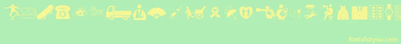 WoodcutterMixedIconsVol1 Font – Yellow Fonts on Green Background