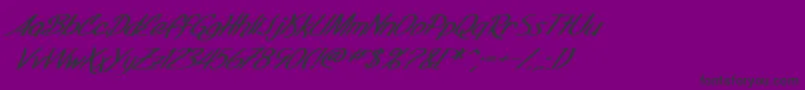 Fonte SfFoxboroScriptExtendedBoldItalic – fontes pretas em um fundo violeta