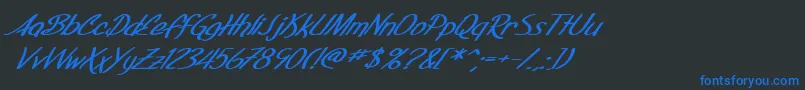 SfFoxboroScriptExtendedBoldItalic-Schriftart – Blaue Schriften auf schwarzem Hintergrund