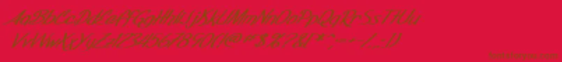 SfFoxboroScriptExtendedBoldItalic Font – Brown Fonts on Red Background