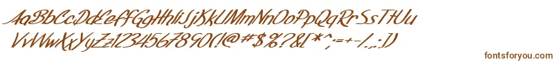 フォントSfFoxboroScriptExtendedBoldItalic – 白い背景に茶色のフォント