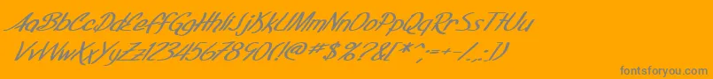 SfFoxboroScriptExtendedBoldItalic-Schriftart – Graue Schriften auf orangefarbenem Hintergrund