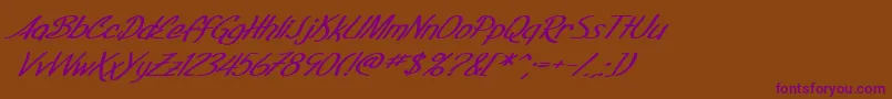 SfFoxboroScriptExtendedBoldItalic Font – Purple Fonts on Brown Background
