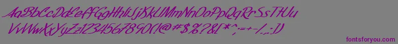 フォントSfFoxboroScriptExtendedBoldItalic – 紫色のフォント、灰色の背景