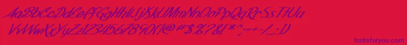 フォントSfFoxboroScriptExtendedBoldItalic – 赤い背景に紫のフォント