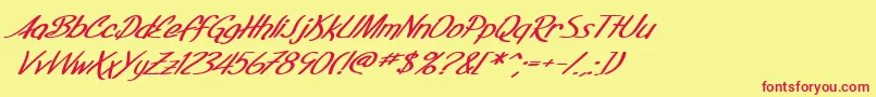 SfFoxboroScriptExtendedBoldItalic-Schriftart – Rote Schriften auf gelbem Hintergrund