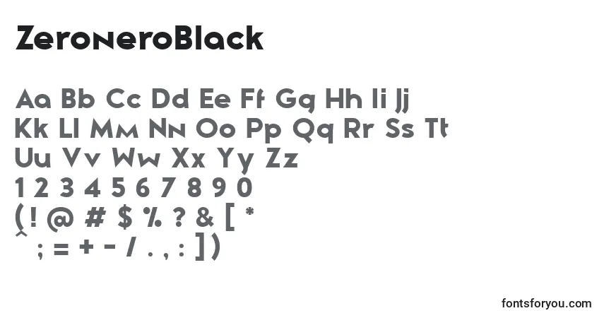 A fonte ZeroneroBlack – alfabeto, números, caracteres especiais