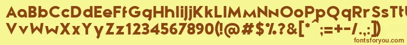 フォントZeroneroBlack – 茶色の文字が黄色の背景にあります。
