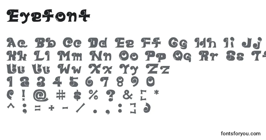 Czcionka Eyefont – alfabet, cyfry, specjalne znaki