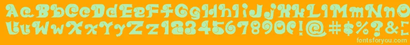 Eyefont-Schriftart – Grüne Schriften auf orangefarbenem Hintergrund