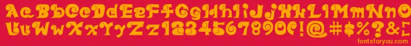 Eyefont-fontti – oranssit fontit punaisella taustalla
