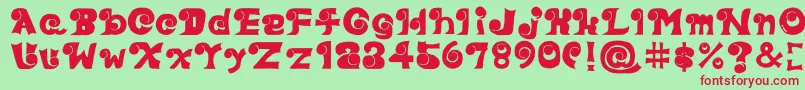 Fonte Eyefont – fontes vermelhas em um fundo verde