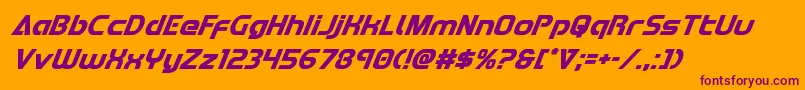 Redlinesuperital Font – Purple Fonts on Orange Background