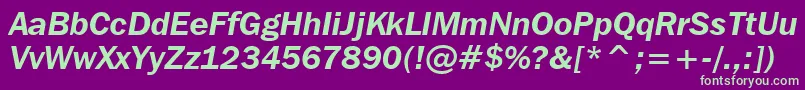 FranklinGothicItcDemiItalicBt Font – Green Fonts on Purple Background