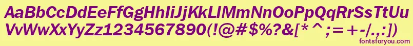 FranklinGothicItcDemiItalicBt Font – Purple Fonts on Yellow Background