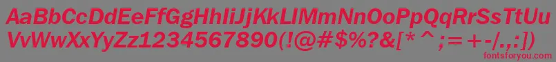 Więcej informacji o czcionce FranklinGothicItcDemiItalicBt Czcionka FranklinGothicItcDemiItalicBt – czerwone czcionki na szarym tle