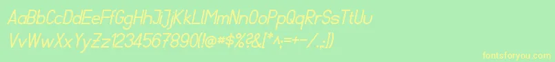 FibelSuedItalic-Schriftart – Gelbe Schriften auf grünem Hintergrund