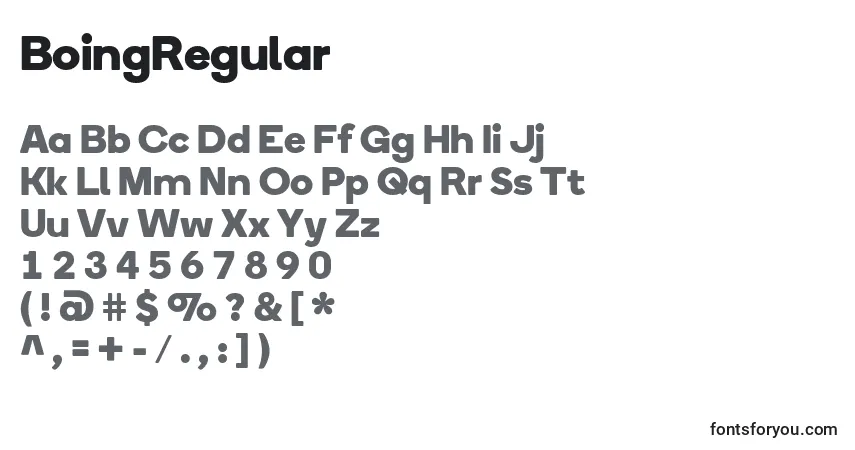 Czcionka BoingRegular – alfabet, cyfry, specjalne znaki