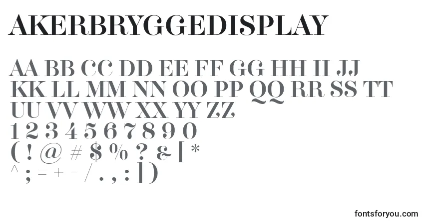 Czcionka Akerbryggedisplay – alfabet, cyfry, specjalne znaki