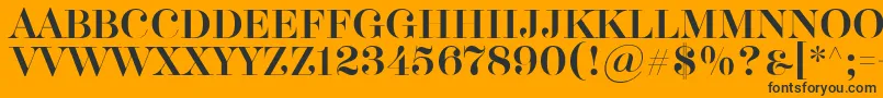 Akerbryggedisplay-fontti – mustat fontit oranssilla taustalla