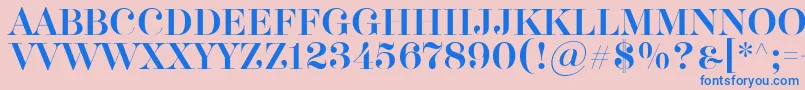 フォントAkerbryggedisplay – ピンクの背景に青い文字