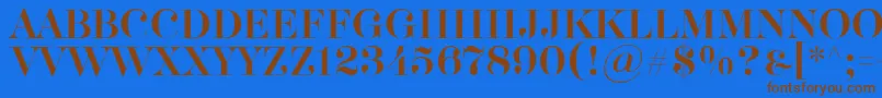 Akerbryggedisplay-Schriftart – Braune Schriften auf blauem Hintergrund