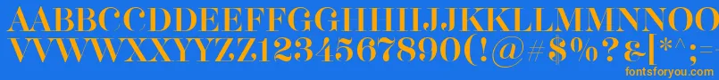 Akerbryggedisplay-fontti – oranssit fontit sinisellä taustalla