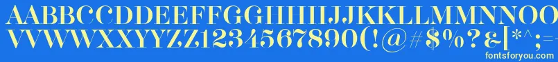 Akerbryggedisplay-Schriftart – Gelbe Schriften auf blauem Hintergrund