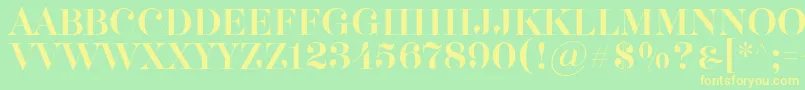 Akerbryggedisplay-fontti – keltaiset fontit vihreällä taustalla