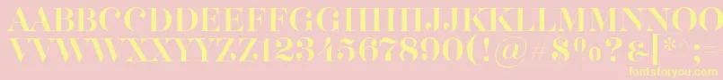 Akerbryggedisplay-fontti – keltaiset fontit vaaleanpunaisella taustalla