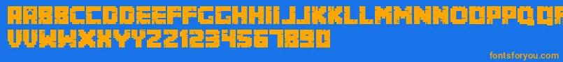 Minecrafter.Alt-Schriftart – Orangefarbene Schriften auf blauem Hintergrund