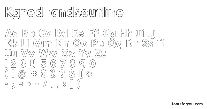 Schriftart Kgredhandsoutline – Alphabet, Zahlen, spezielle Symbole