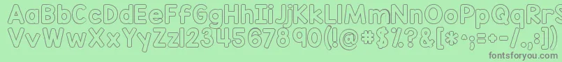 フォントKgredhandsoutline – 緑の背景に灰色の文字