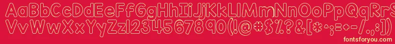 Kgredhandsoutline Font – Yellow Fonts on Red Background