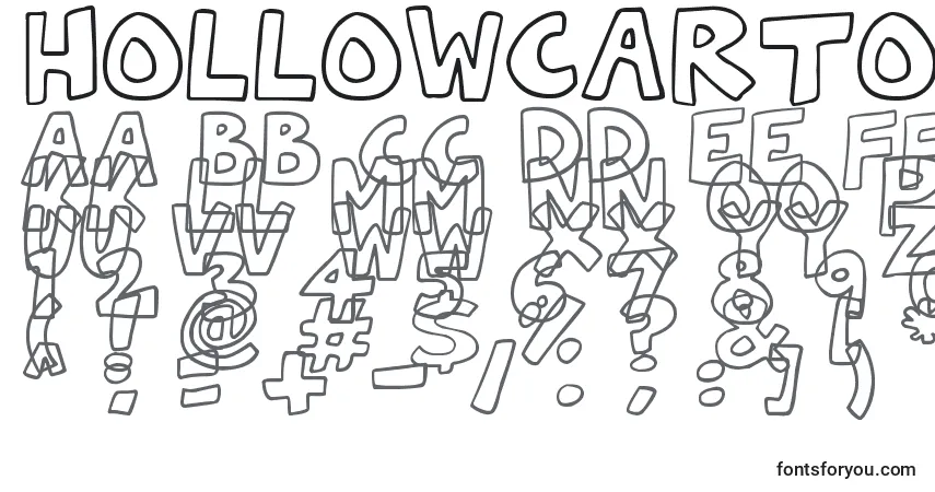 Czcionka HollowCartoonlings – alfabet, cyfry, specjalne znaki