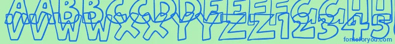 Czcionka HollowCartoonlings – niebieskie czcionki na zielonym tle