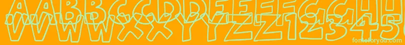 HollowCartoonlings Font – Green Fonts on Orange Background
