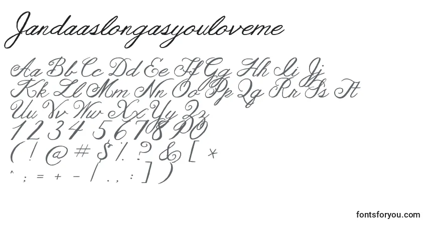 Czcionka Jandaaslongasyouloveme – alfabet, cyfry, specjalne znaki