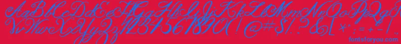 Jandaaslongasyouloveme Font – Blue Fonts on Red Background