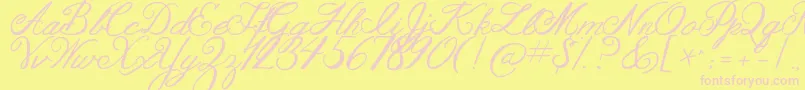 Jandaaslongasyouloveme-Schriftart – Rosa Schriften auf gelbem Hintergrund