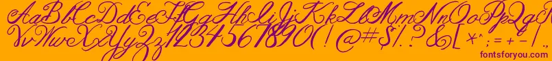 Jandaaslongasyouloveme-Schriftart – Violette Schriften auf orangefarbenem Hintergrund